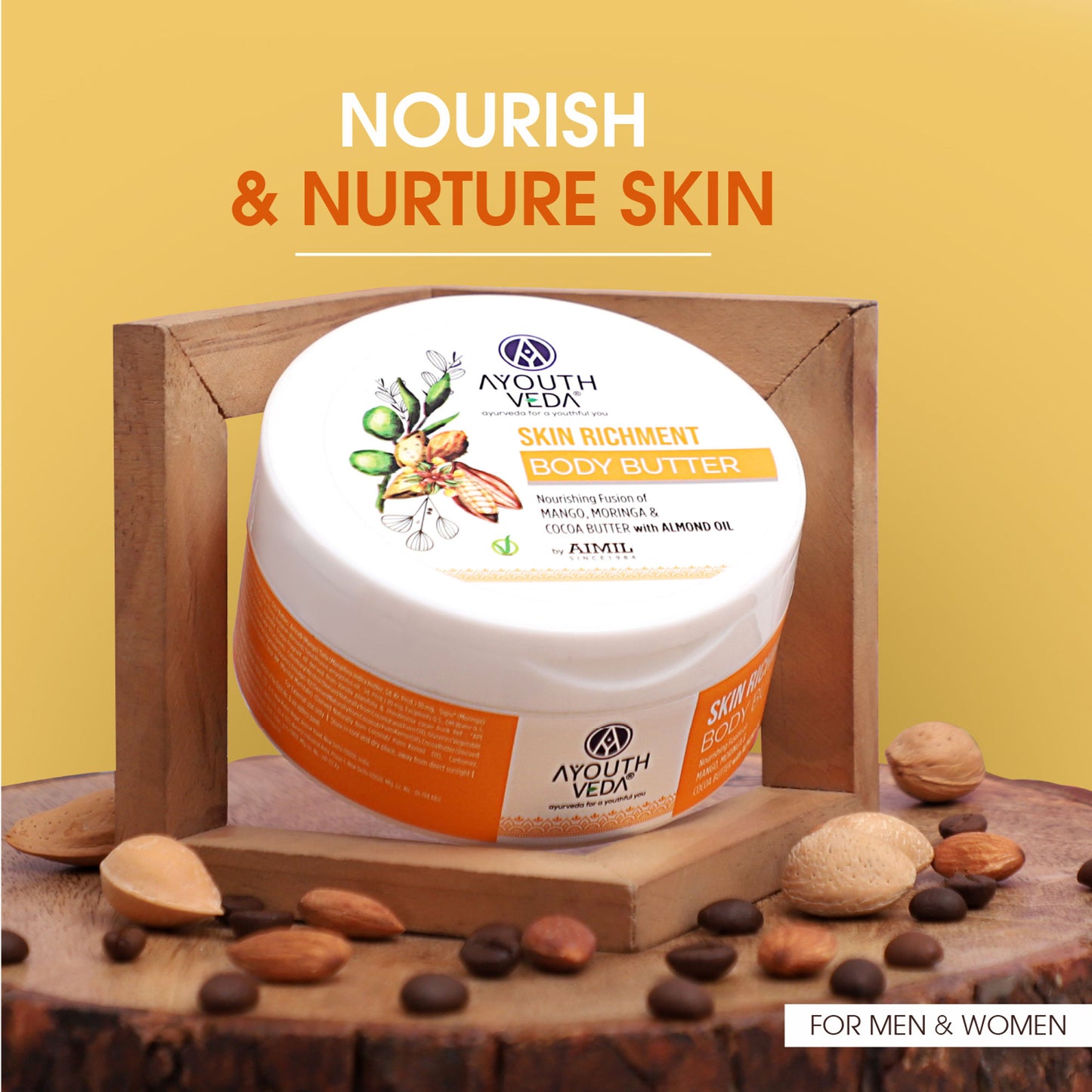 Ayouthveda Skin Enrichment Body Butter with Mango, Cocoa & Moringa for Deep Nourished Skin