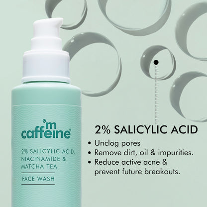 MCaffeine 2% Salicylic Acid Anti Acne Face Wash With Niacinamide & Matcha Tea, For Oil Control