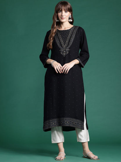Indyancart IE Pack of 2 Foil Printed Sequinned Kurta