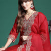 Dhiyona IE Ethnic Motifs Embroidered Regular Liva Kurta With Trousers & Dupatta