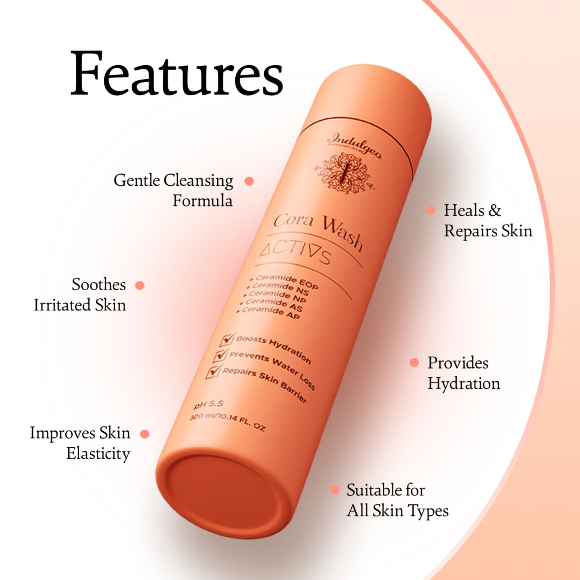Indulgeo Essentials Cera Wash - Ceramide Body Wash For Gentle Hydrated Cleanse