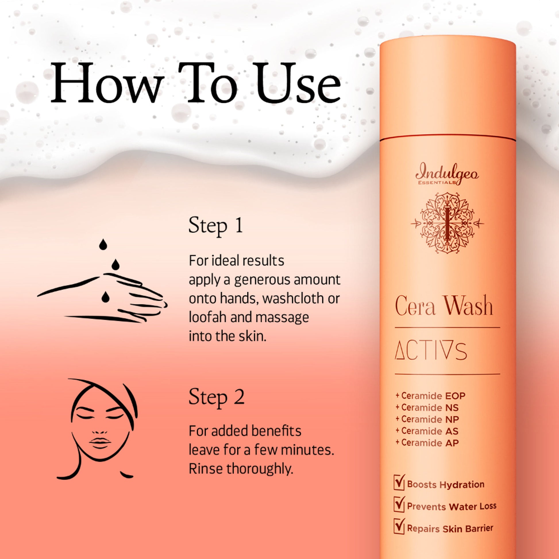 Indulgeo Essentials Cera Wash - Ceramide Body Wash For Gentle Hydrated Cleanse