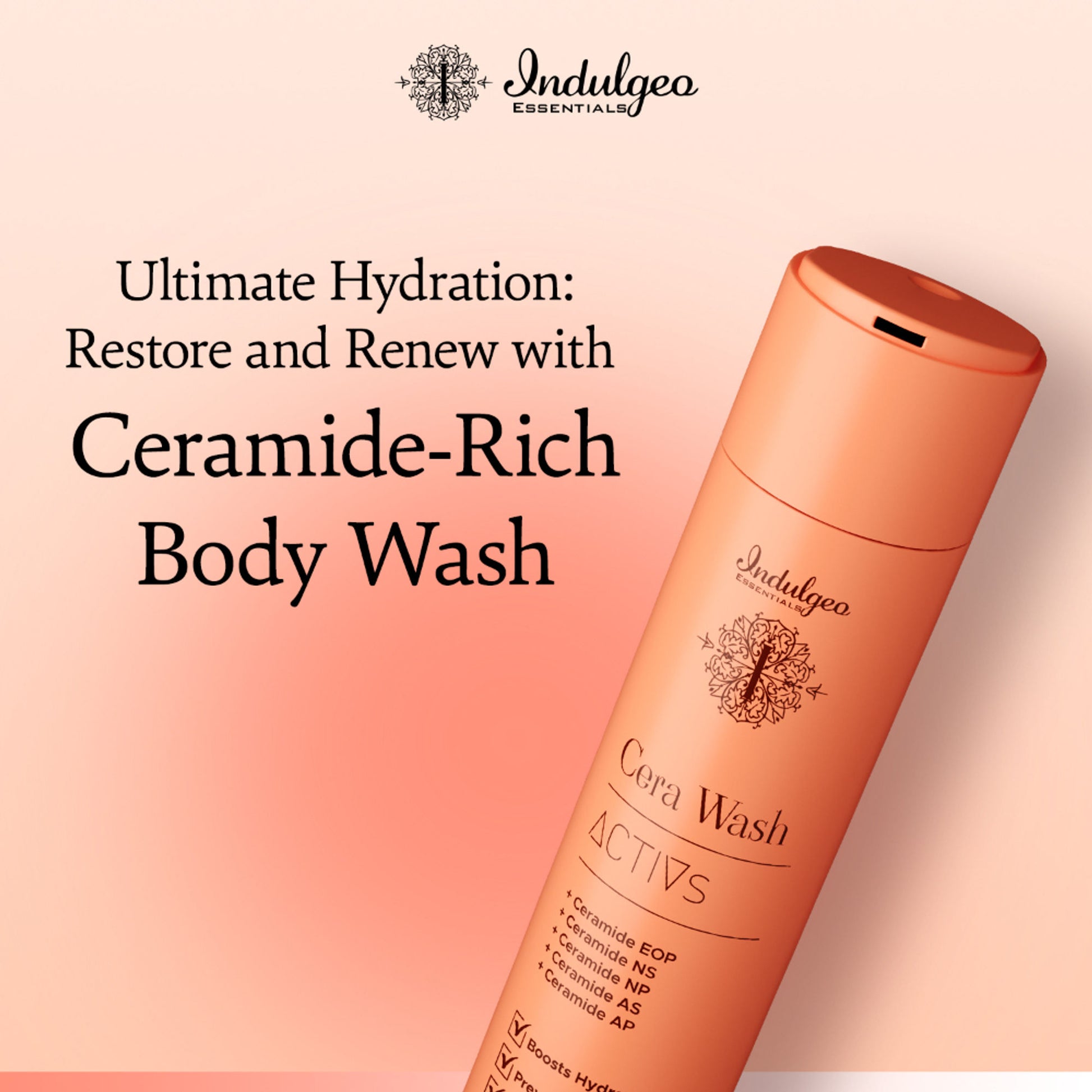 Indulgeo Essentials Cera Wash - Ceramide Body Wash For Gentle Hydrated Cleanse