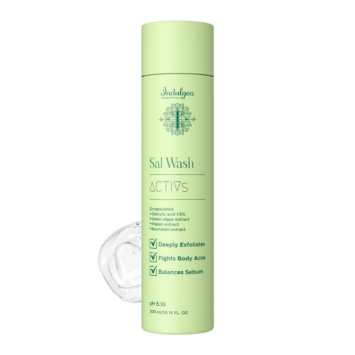 Indulgeo Essentials Sal Wash - Body Wash With Encapsulated Salicylic Acid 1.5% For Body Acne