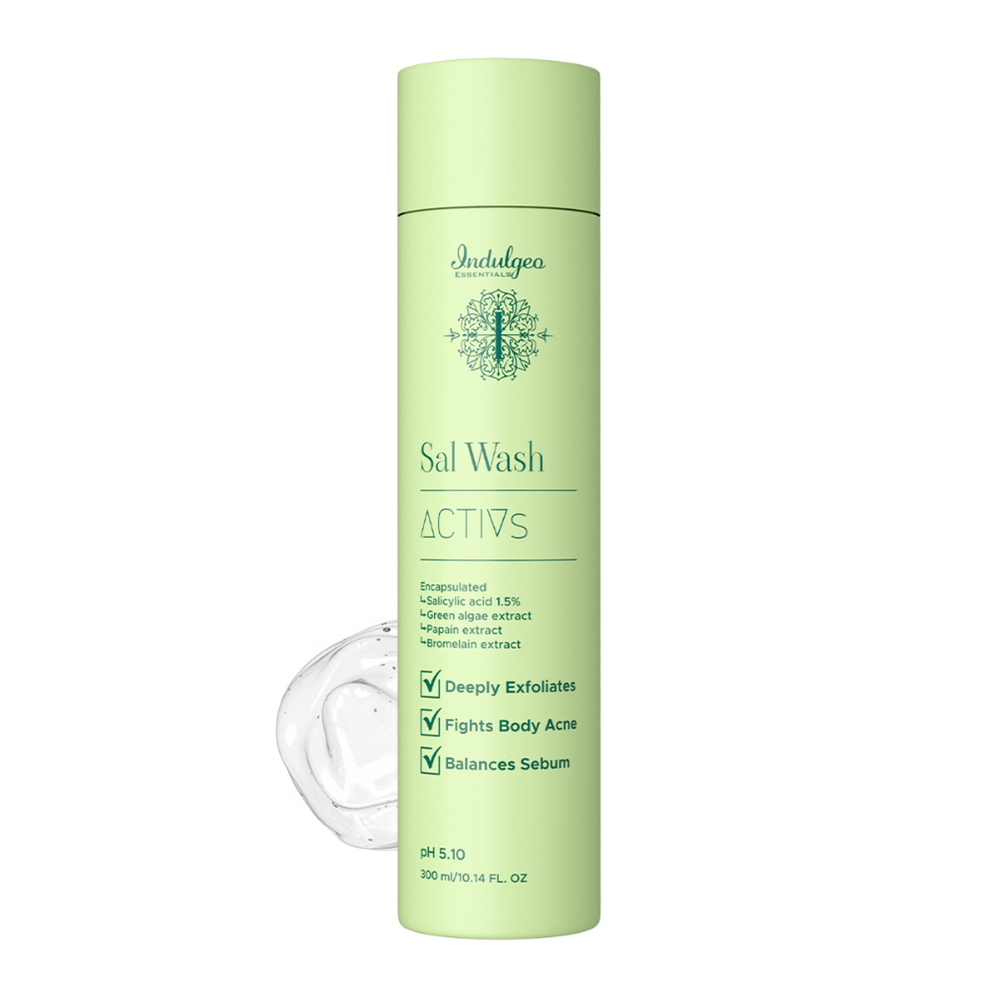 Indulgeo Essentials Sal Wash - Body Wash With Encapsulated Salicylic Acid 1.5% For Body Acne