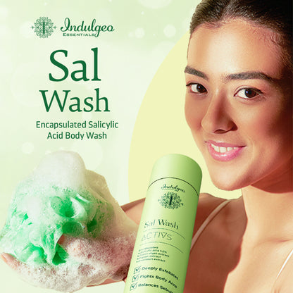 Indulgeo Essentials Sal Wash - Body Wash With Encapsulated Salicylic Acid 1.5% For Body Acne