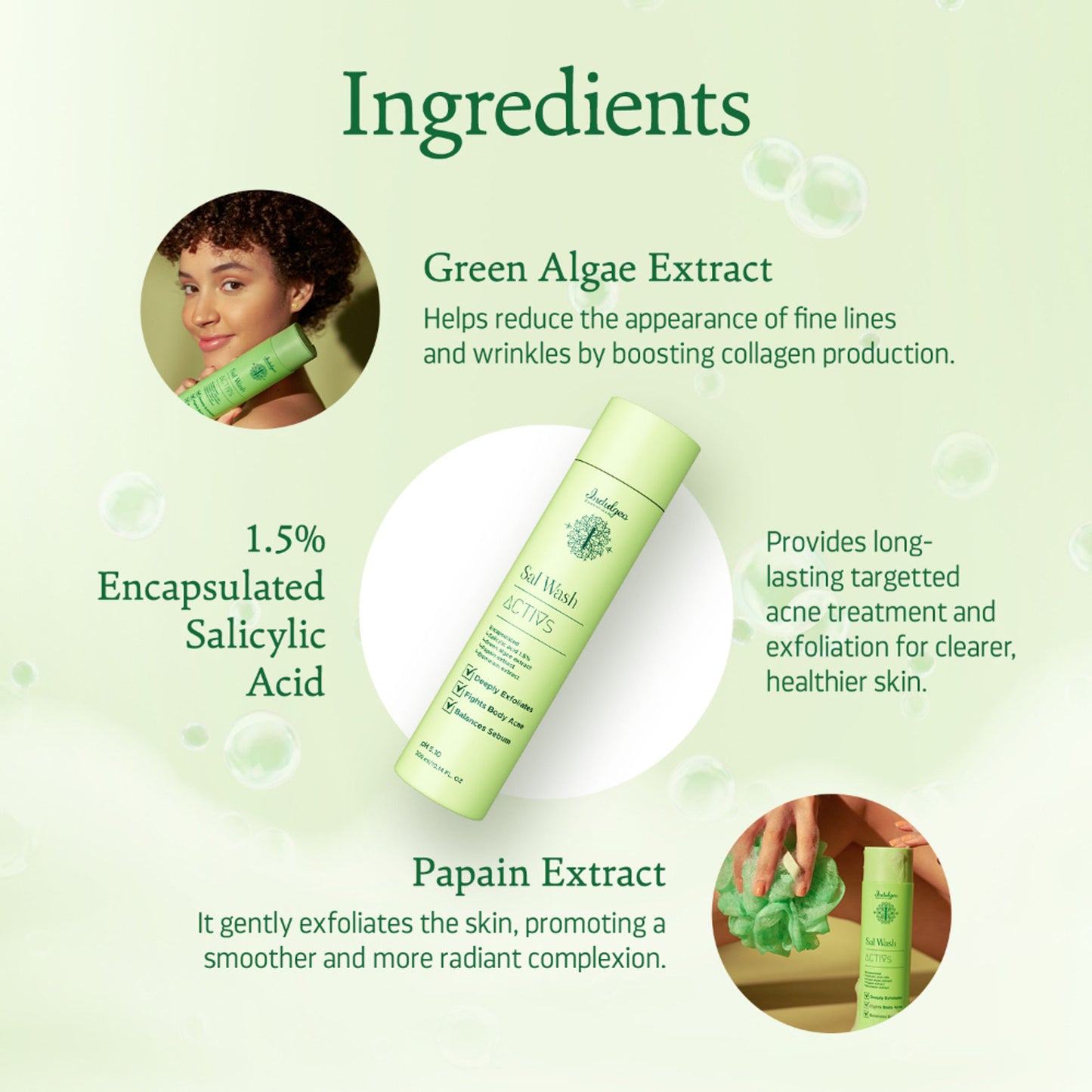 Indulgeo Essentials Sal Wash - Body Wash With Encapsulated Salicylic Acid 1.5% For Body Acne