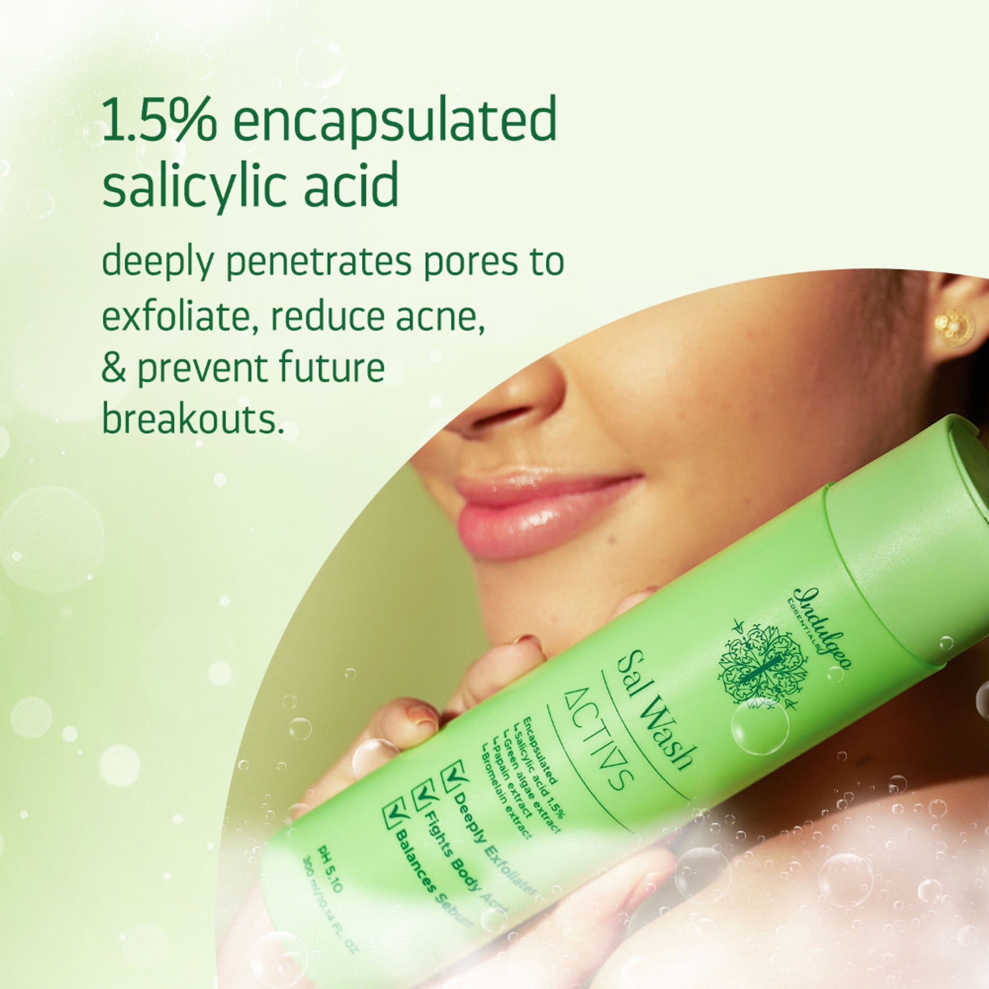 Indulgeo Essentials Sal Wash - Body Wash With Encapsulated Salicylic Acid 1.5% For Body Acne
