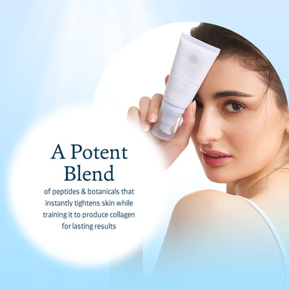 Indulgeo Essentials Pep-Tite peptide skin firming moisturizer for wrinkles, fine lines, and crow's feet, visible in the image.