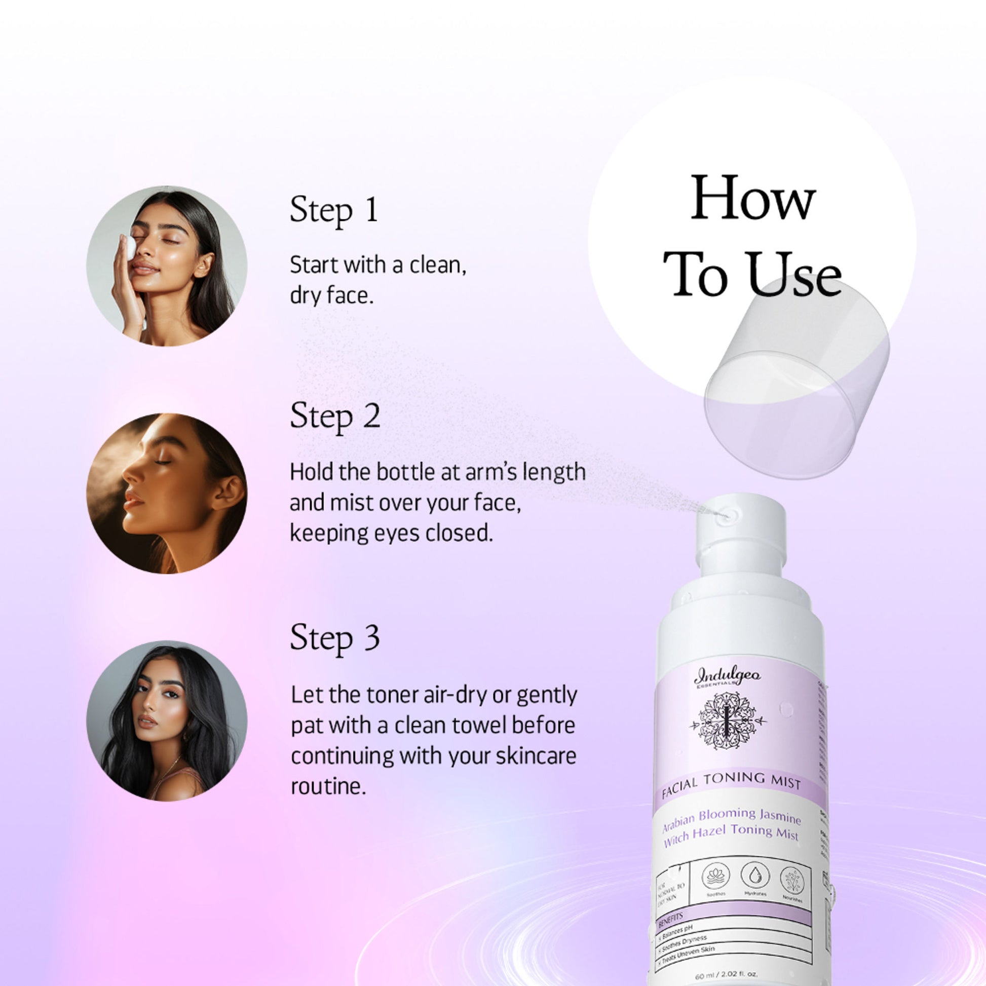 Indulgeo Essentials Arabian Blooming Jasmine Witch Hazel Toning Mist/Toner For Dry Skin