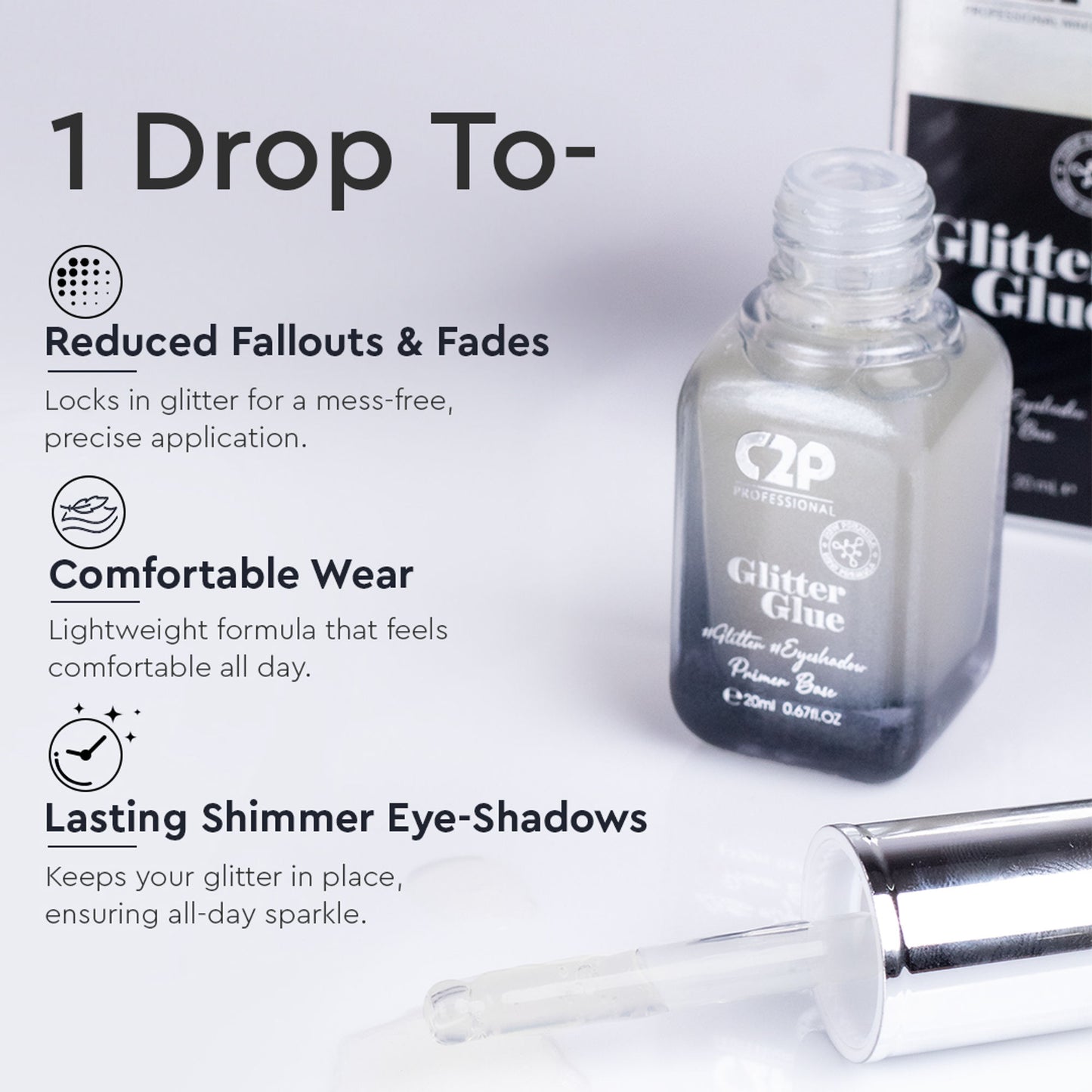 C2p pro Glitter Glue Long lasting quick dry for loose eye shadow