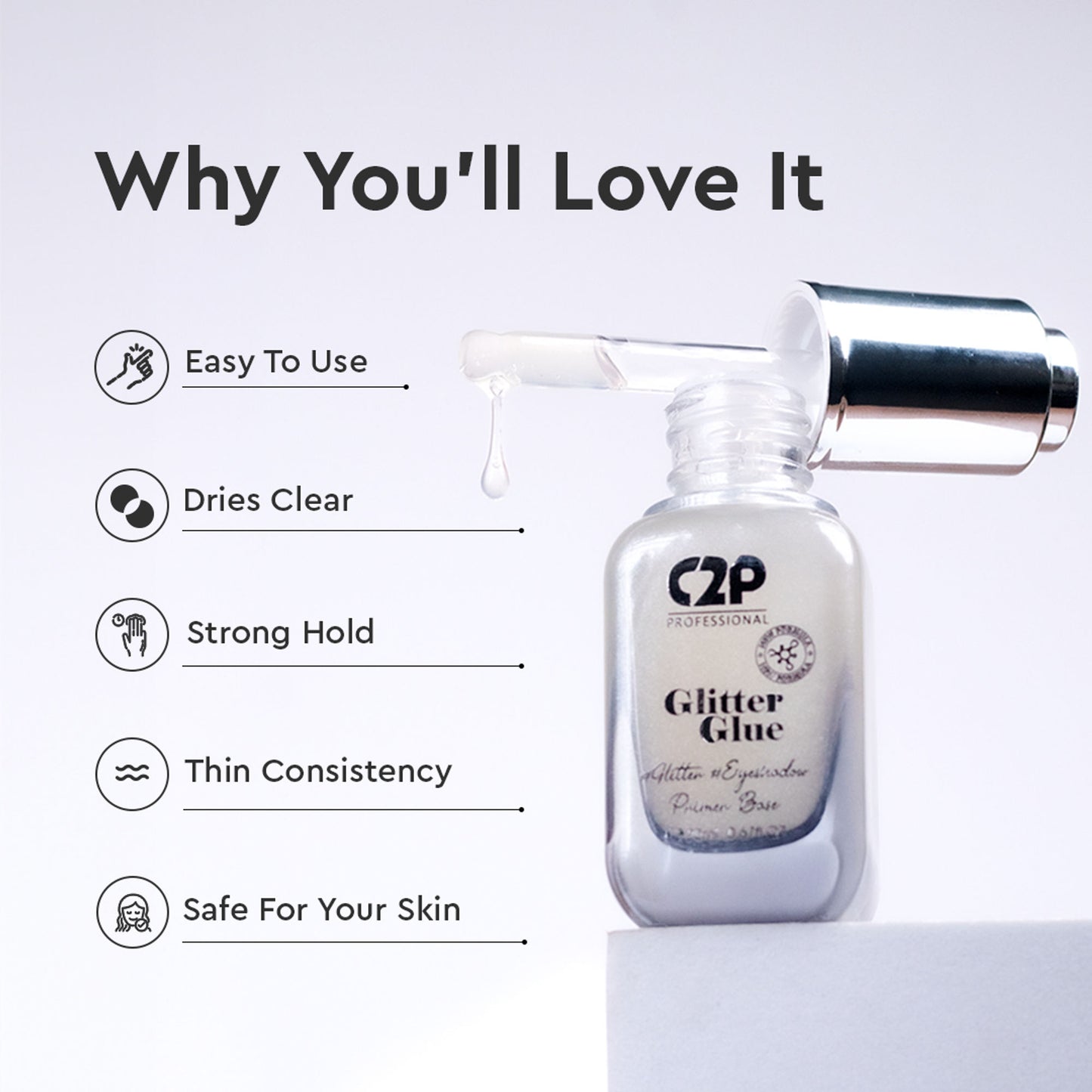 C2p pro Glitter Glue Long lasting quick dry for loose eye shadow