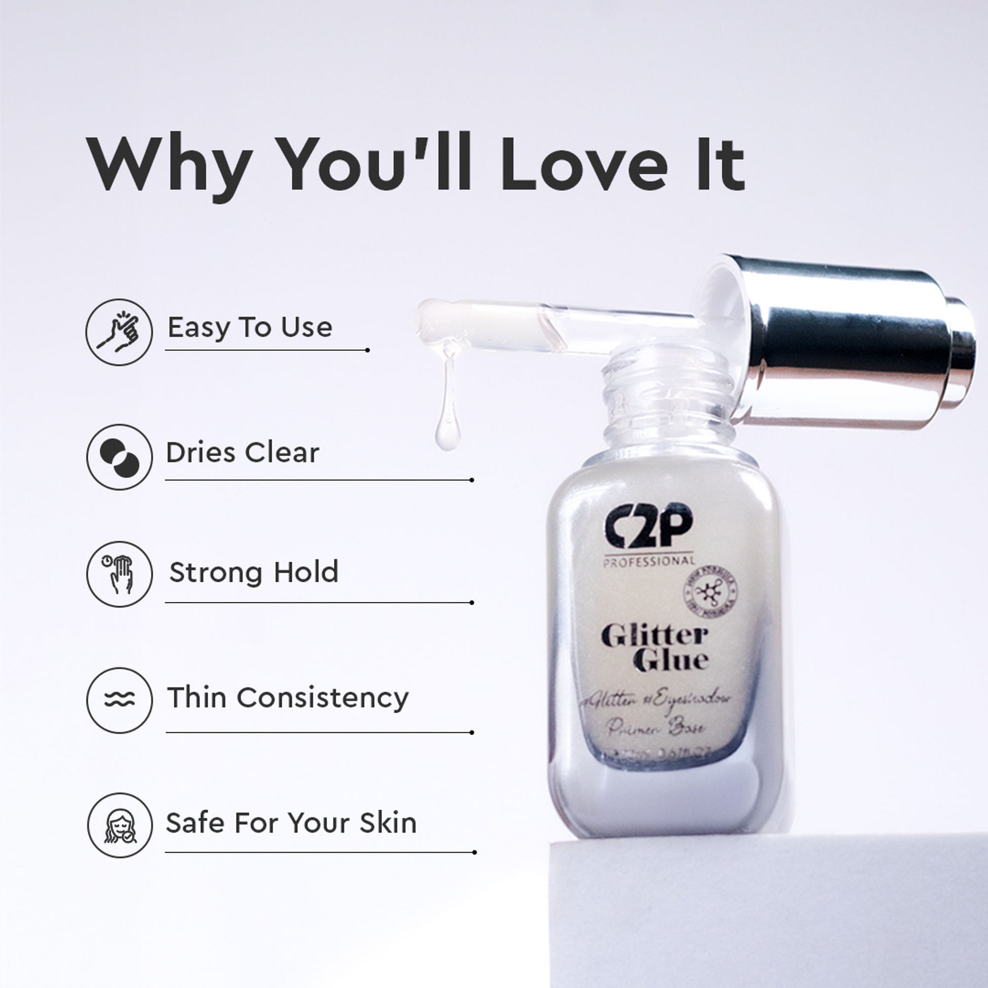 C2p pro Glitter Glue Long lasting quick dry for loose eye shadow