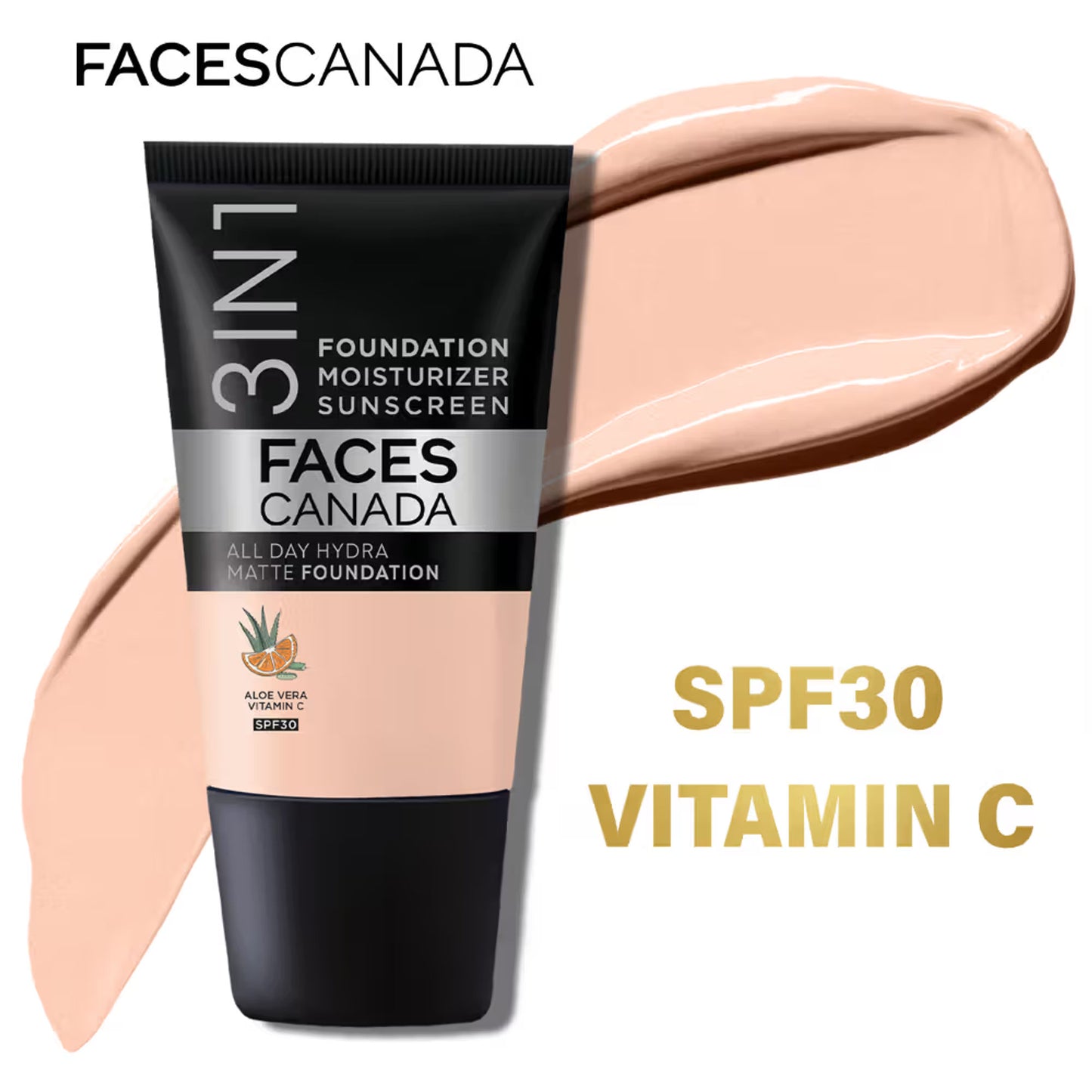 Faces Canada All Day Hydra Matte Mini - 3 In 1 Foundation + Moisturizer + SPF 30 - Rose Ivory 011
