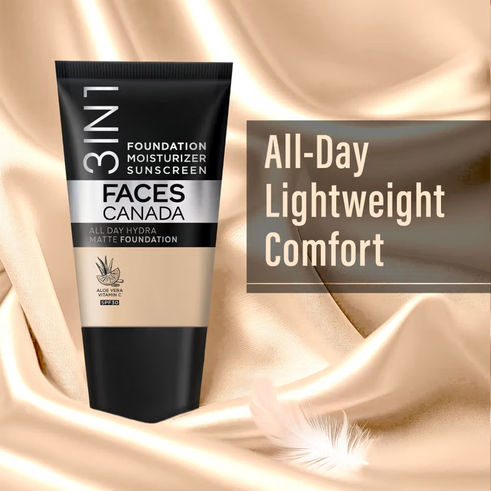Faces Canada All Day Hydra Matte Mini - 3 In 1 Foundation + Moisturizer + SPF 30 - Rose Ivory 011