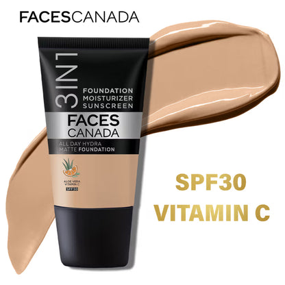 Faces Canada All Day Hydra Matte Mini - 3 In 1 Foundation + Moisturizer + SPF 30 - Medium Natural 022