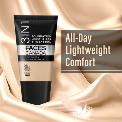 Faces Canada All Day Hydra Matte Mini - 3 In 1 Foundation + Moisturizer + SPF 30 - Caramel Natural 023