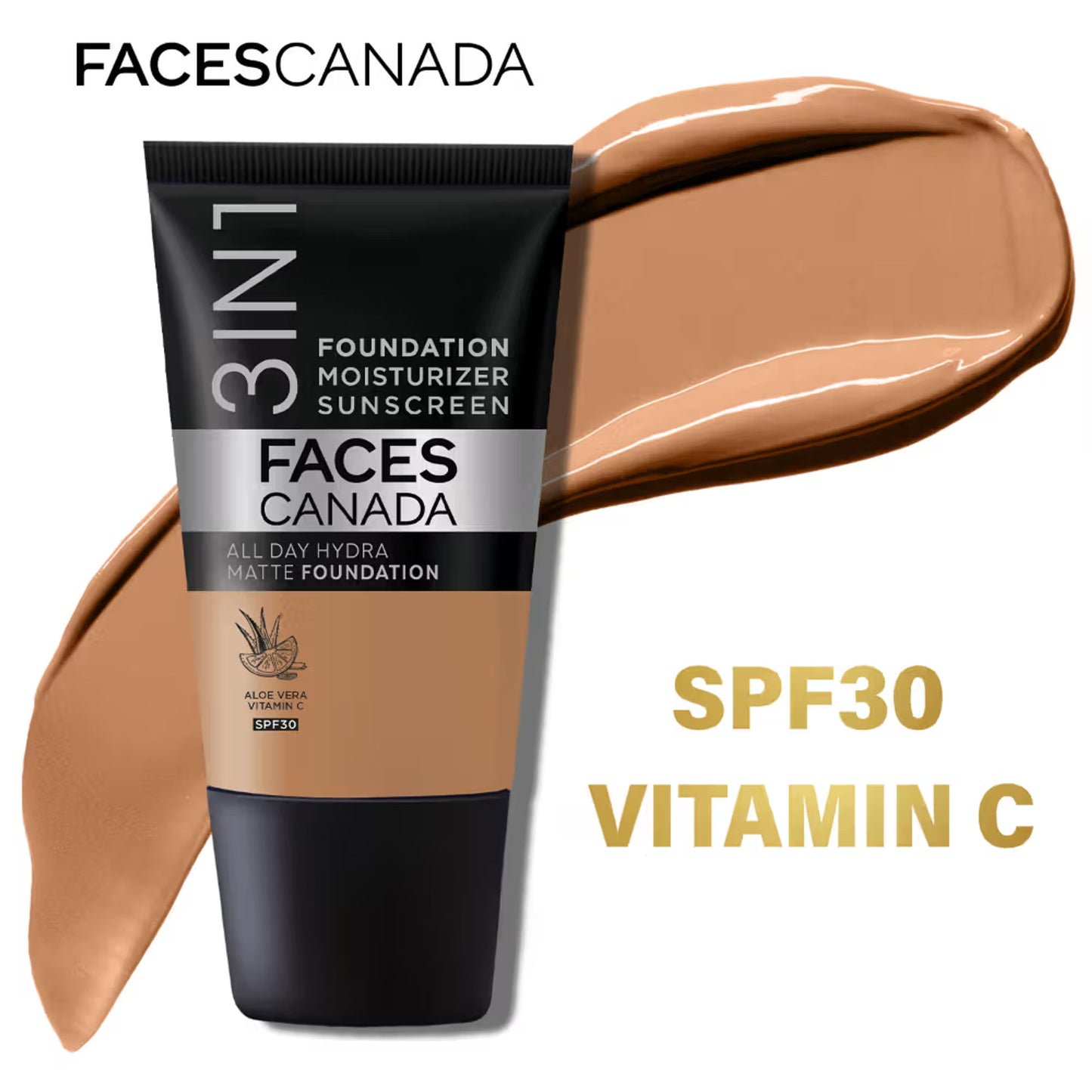 Faces Canada All Day Hydra Matte Mini - 3 In 1 Foundation + Moisturizer + SPF 30 - Warm Sand 042