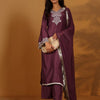 Indyancart VA Women'sFloral Embroidered Sequnnied V-Neck Straight Kurta With Trousers & Dupatta