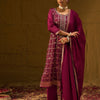 Dhiyona IE Floral Embroidered Jacquard Straight Kurta With Trousers & Dupatta