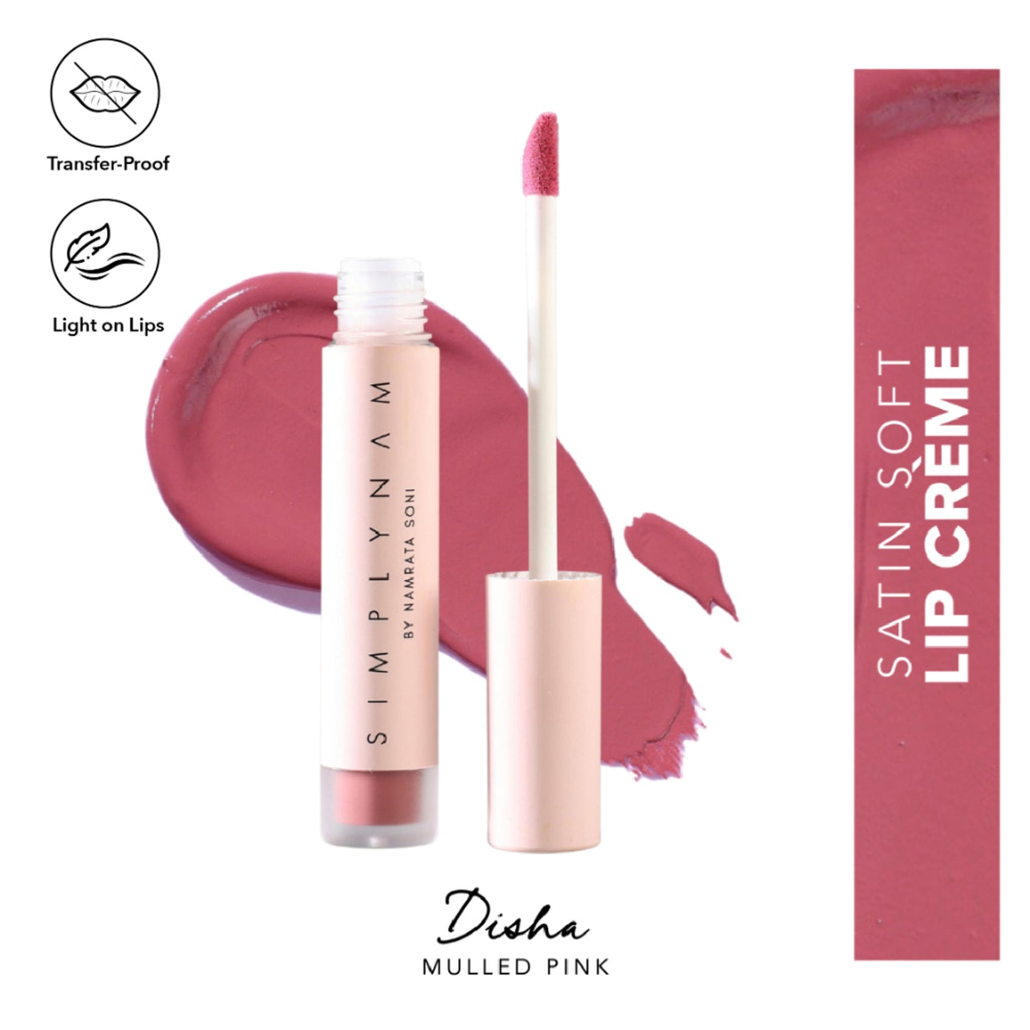 Simply Nam Satin Soft Lip Creme, Hydrating, Botanical Colour for Everyday Lips - Disha