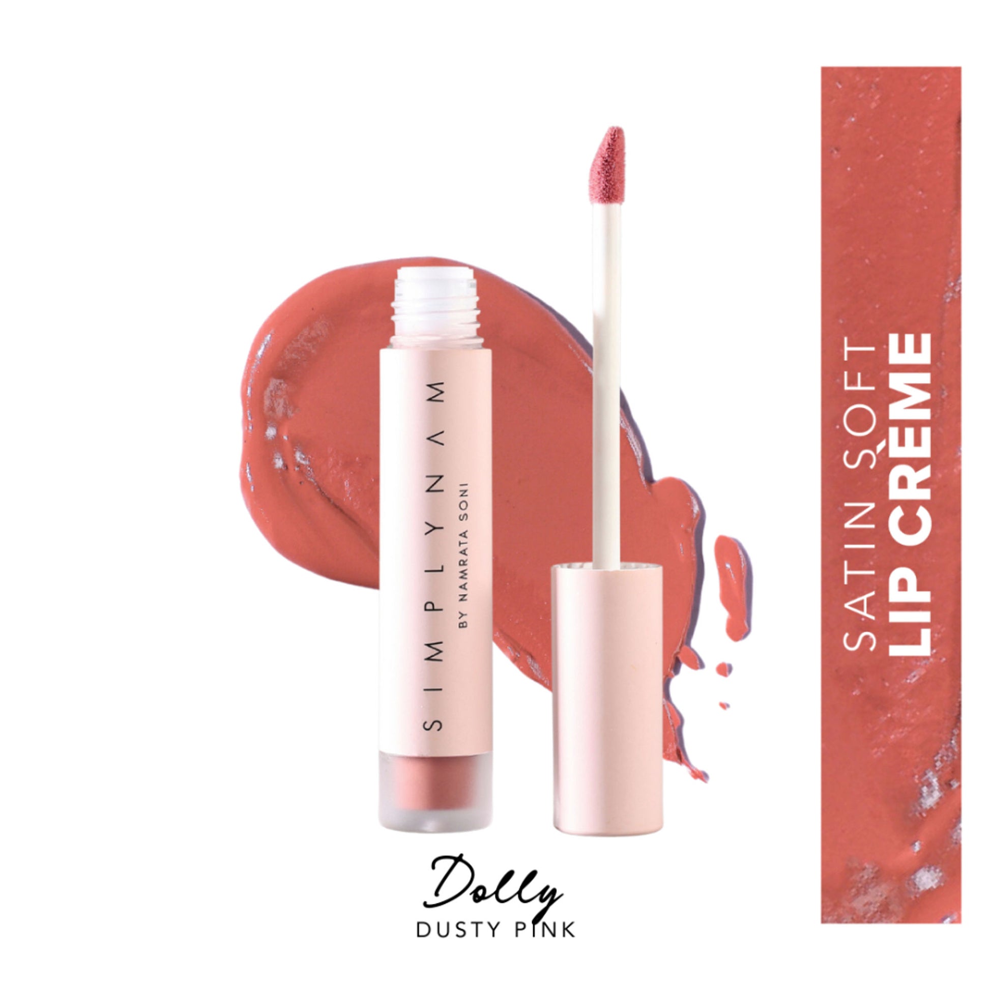 Simply Nam Satin Soft Lip Creme, Hydrating, Botanical Colour for Everyday Lips - Dusty Pink