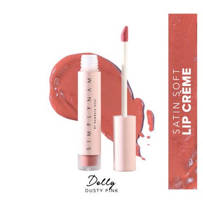 Simply Nam Satin Soft Lip Creme, Hydrating, Botanical Colour for Everyday Lips - Dusty Pink