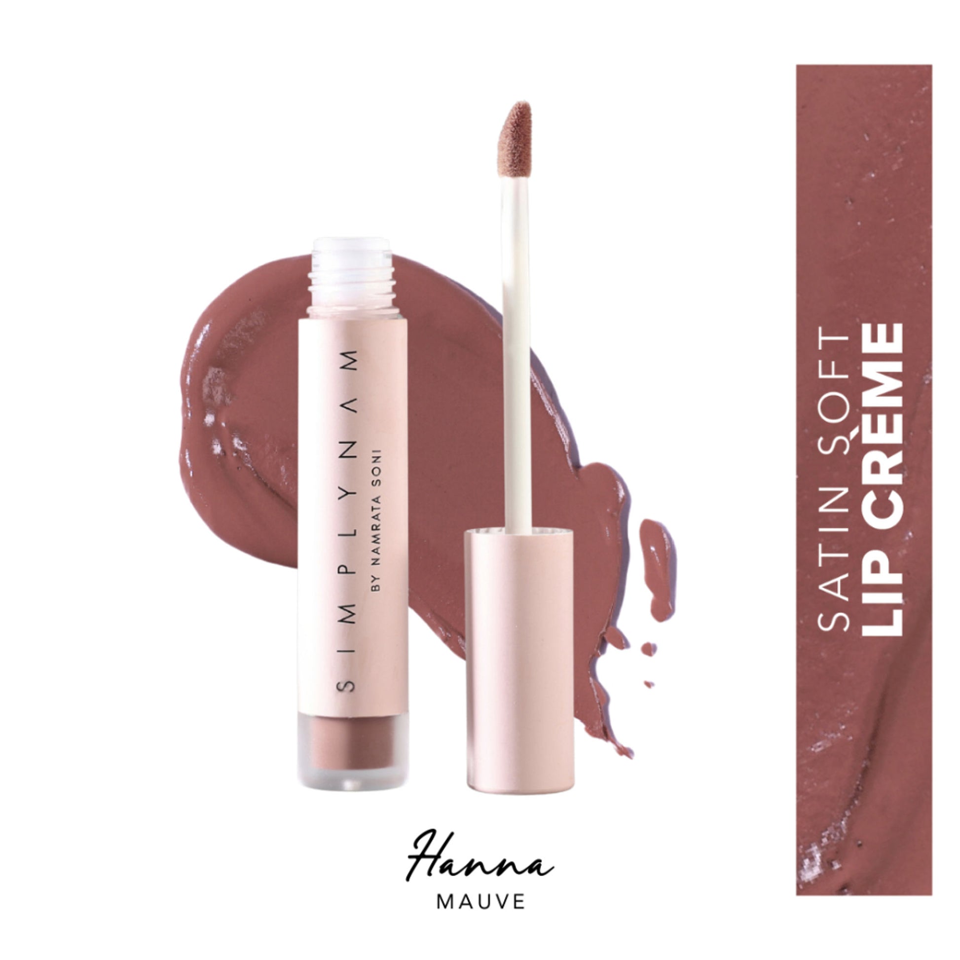 Simply Nam Satin Soft Lip Creme, Hydrating, Botanical Colour for Everyday Lips - Mauve
