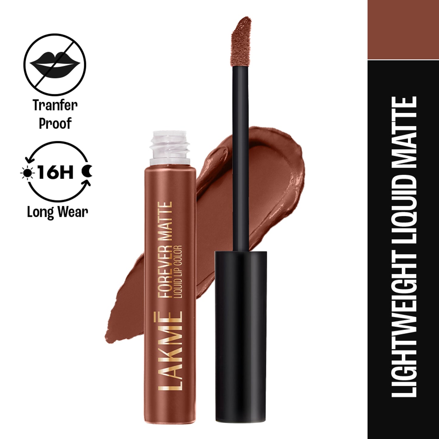 Lakme Forever Matte Liquid Lip Color, 16Hr Lipstick, Lightweight & Transferproof - Nude Twist