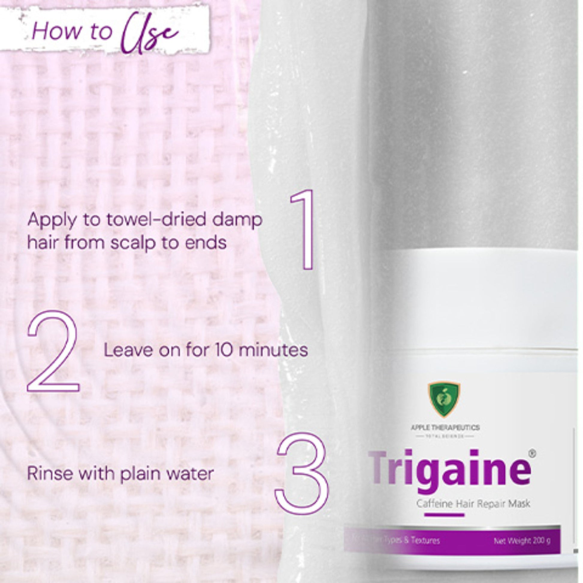 Trigaine Caffeine Hair Repair Mask for Damaged, Dull & Frizzy Hair, Xylishine, Vitamin E & Caffeine