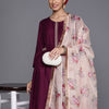 Indyancart VA Women'sEthnic Motifs Zari Embroidered Regular Kurta With Trousers & Dupatta