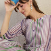 Dhiyona IE Striped Pure Cotton A-Line Kurta With Trousers