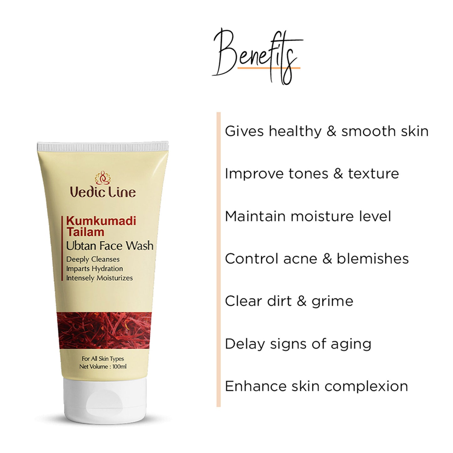 Vedic Line Kumkumadi Tailam Ubtan Face Wash