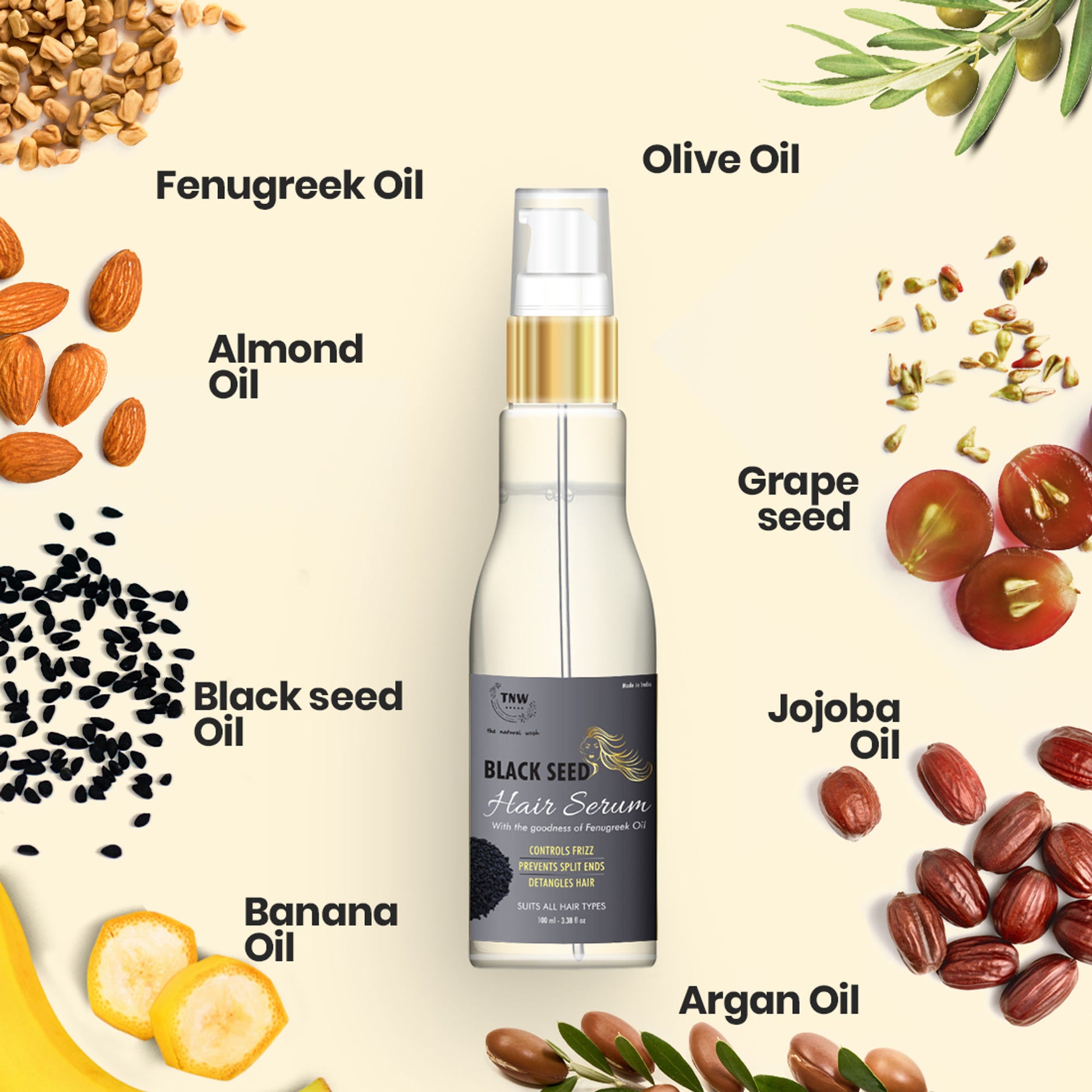 TNW The Natural Wash Black Seed Hair Serum For Dry, Frizzy & Tangle Free Hair