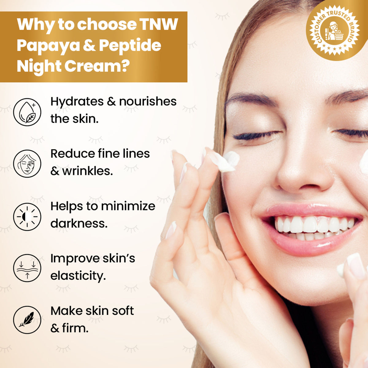 TNW The Natural Wash Papaya & Peptide Night Cream For Repairing Skin With Hyaluronic Acid