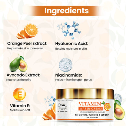 TNW The Natural Wash Vitamin C Water Cream Face Moisturizer With Orange Peel & Niacinamide