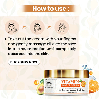TNW The Natural Wash Vitamin C Water Cream Face Moisturizer With Orange Peel & Niacinamide