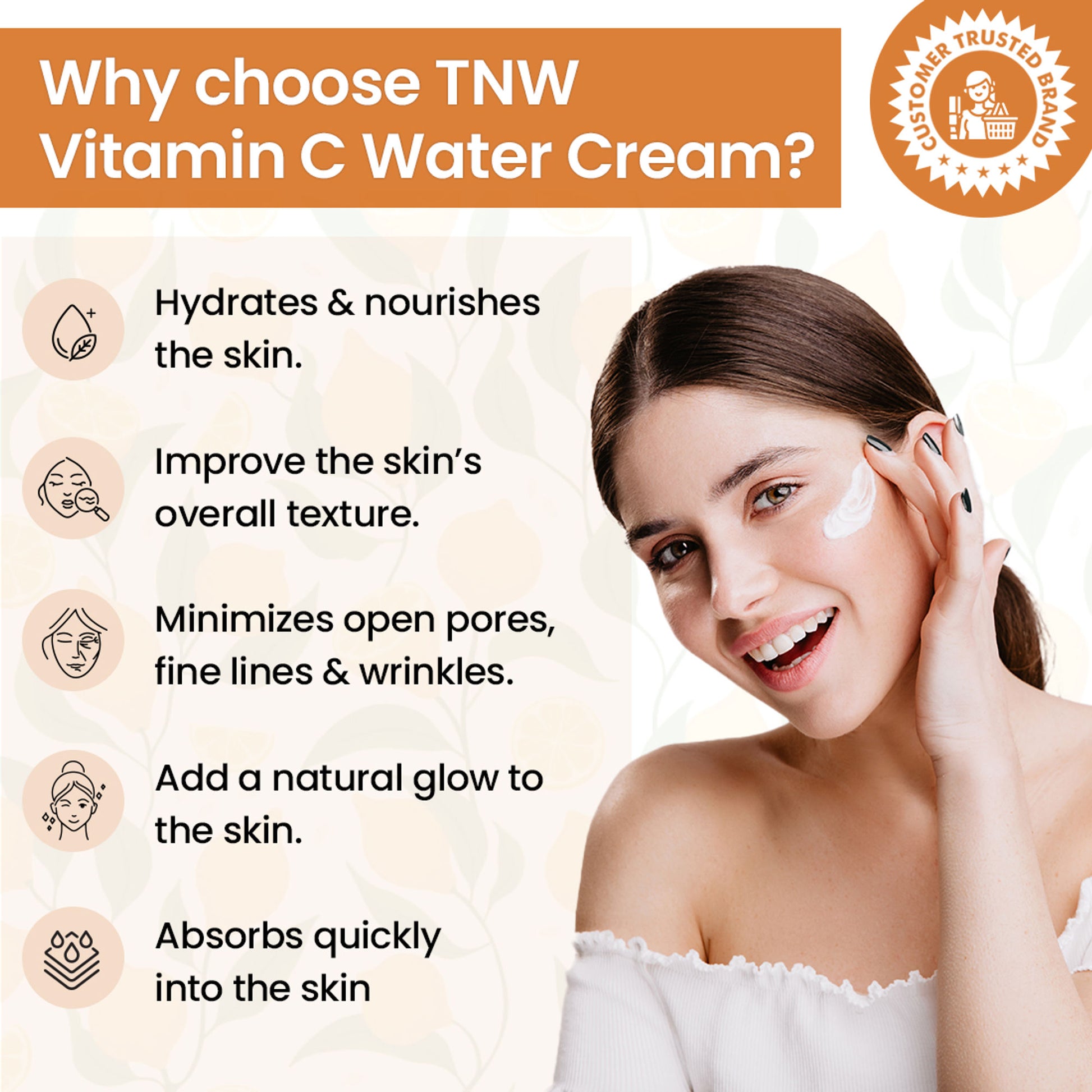 TNW The Natural Wash Vitamin C Water Cream Face Moisturizer With Orange Peel & Niacinamide
