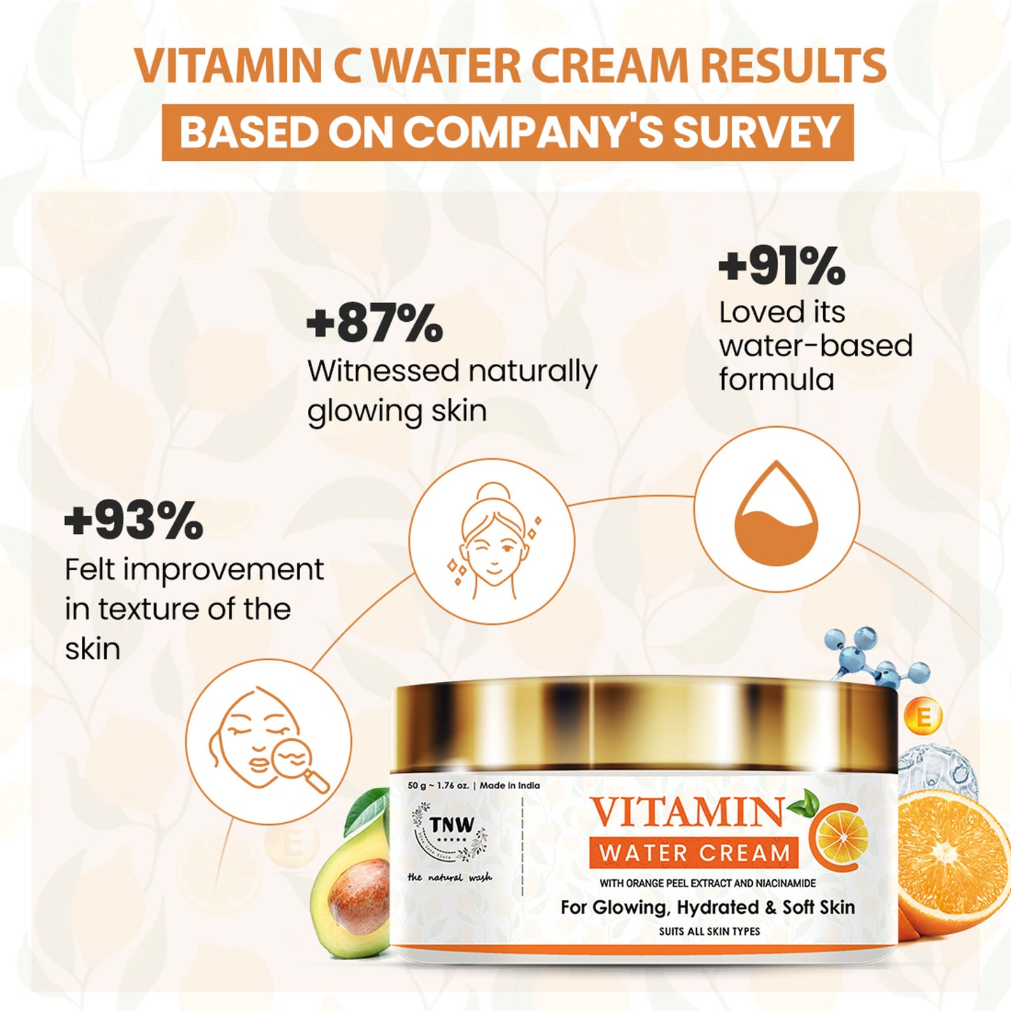 TNW The Natural Wash Vitamin C Water Cream Face Moisturizer With Orange Peel & Niacinamide