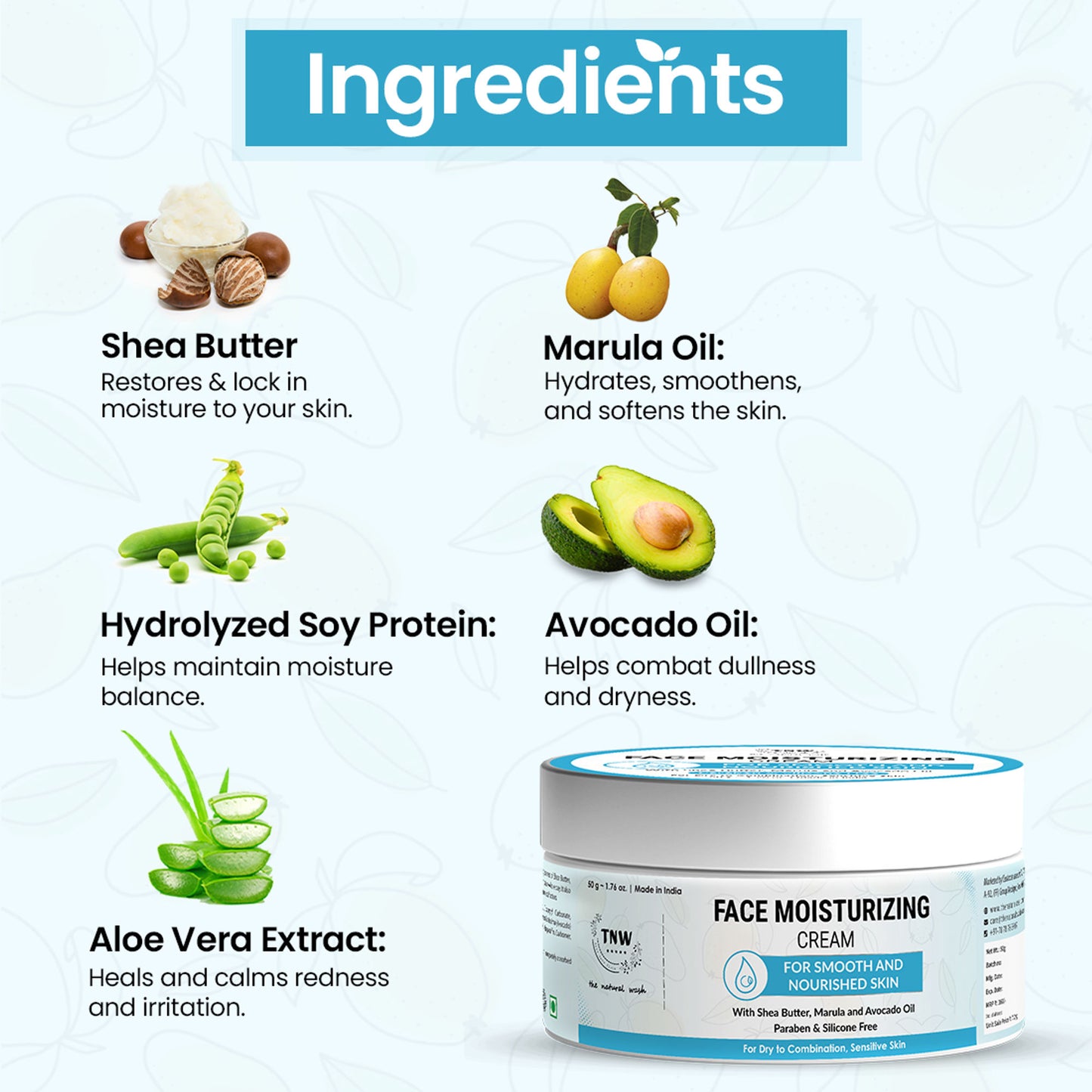 TNW The Natural Wash Face Moisturizing Cream With Shea Butter For Dry And Sensitive Skin