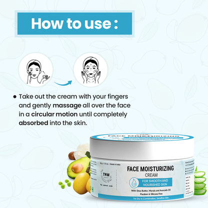 TNW The Natural Wash Face Moisturizing Cream With Shea Butter For Dry And Sensitive Skin