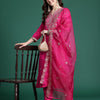 Dhiyona IE Ethnic Motifs Embroidered Sequinned Kurta with Trousers & With Dupatta