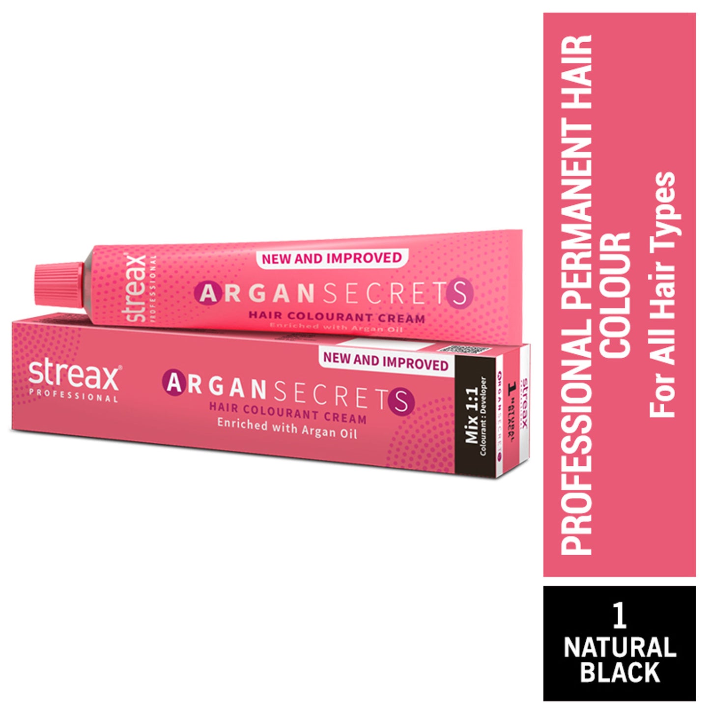 Streax Professional Argan Secrets Hair Colourant Cream - Flame Red - Natural Black 1