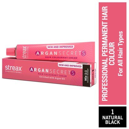 Streax Professional Argan Secrets Hair Colourant Cream - Flame Red - Natural Black 1