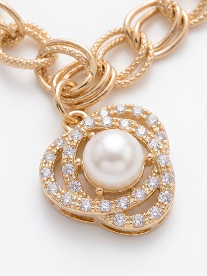 Anouk Women Gold Plated Ad Bracelet Rakhi With Roli Chawal Chandan Mishri