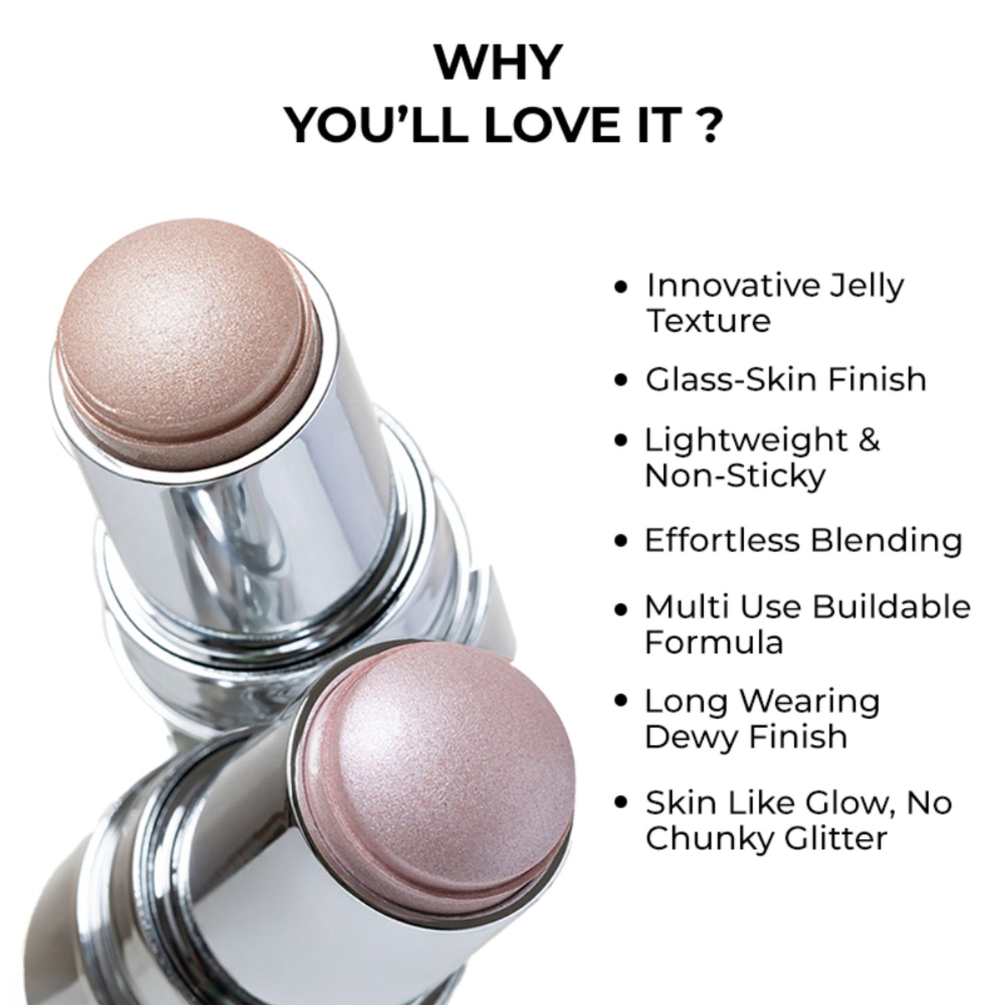 Praush Beauty ICY Glow Jelly Highlighter & Strobe Stick - Silver