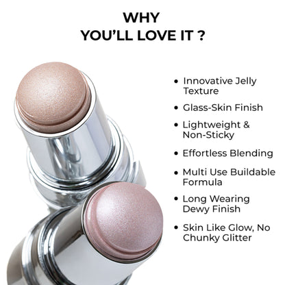 Praush Beauty ICY Glow Jelly Highlighter & Strobe Stick - Pink
