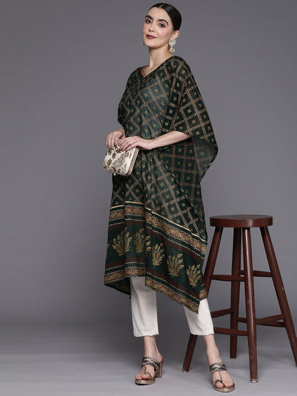Dhiyona IE Women Ethnic Motifs Printed Gotta Patti Kaftan Kurta