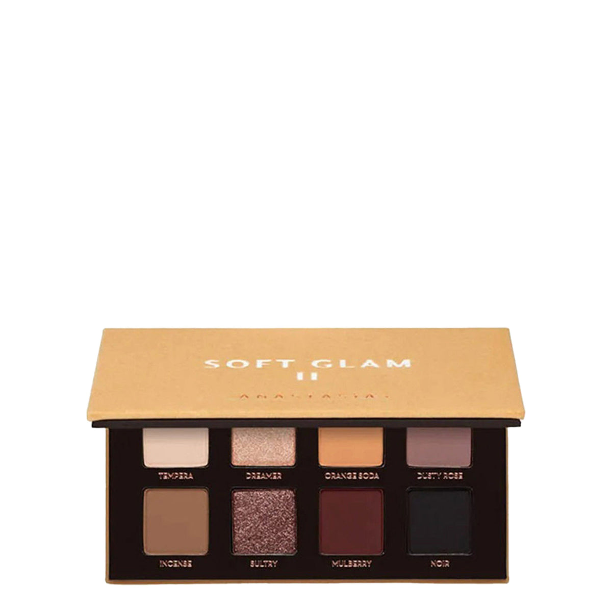 Anastasia Beverly Hills Soft Glam II Mini Eyeshadow Palette with neutral and warm-toned shades in sleek packaging.