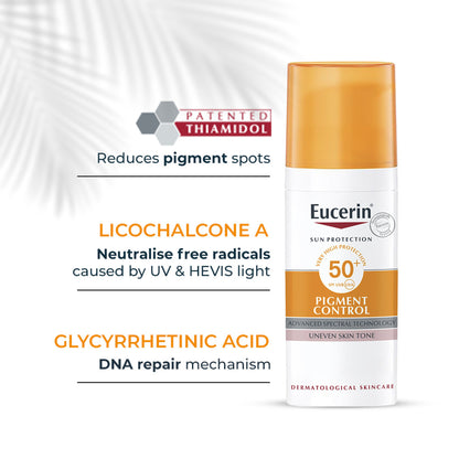 Eucerin Pigment Control Sunscreen Fluid SPF50+ Has Thiamidol Prevent & Reduce Darkspot Is Nonsticky